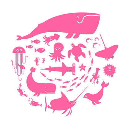 Fine Carving Stickers Whale Octopus Fish Marine Animals Bathroom Store Decoration