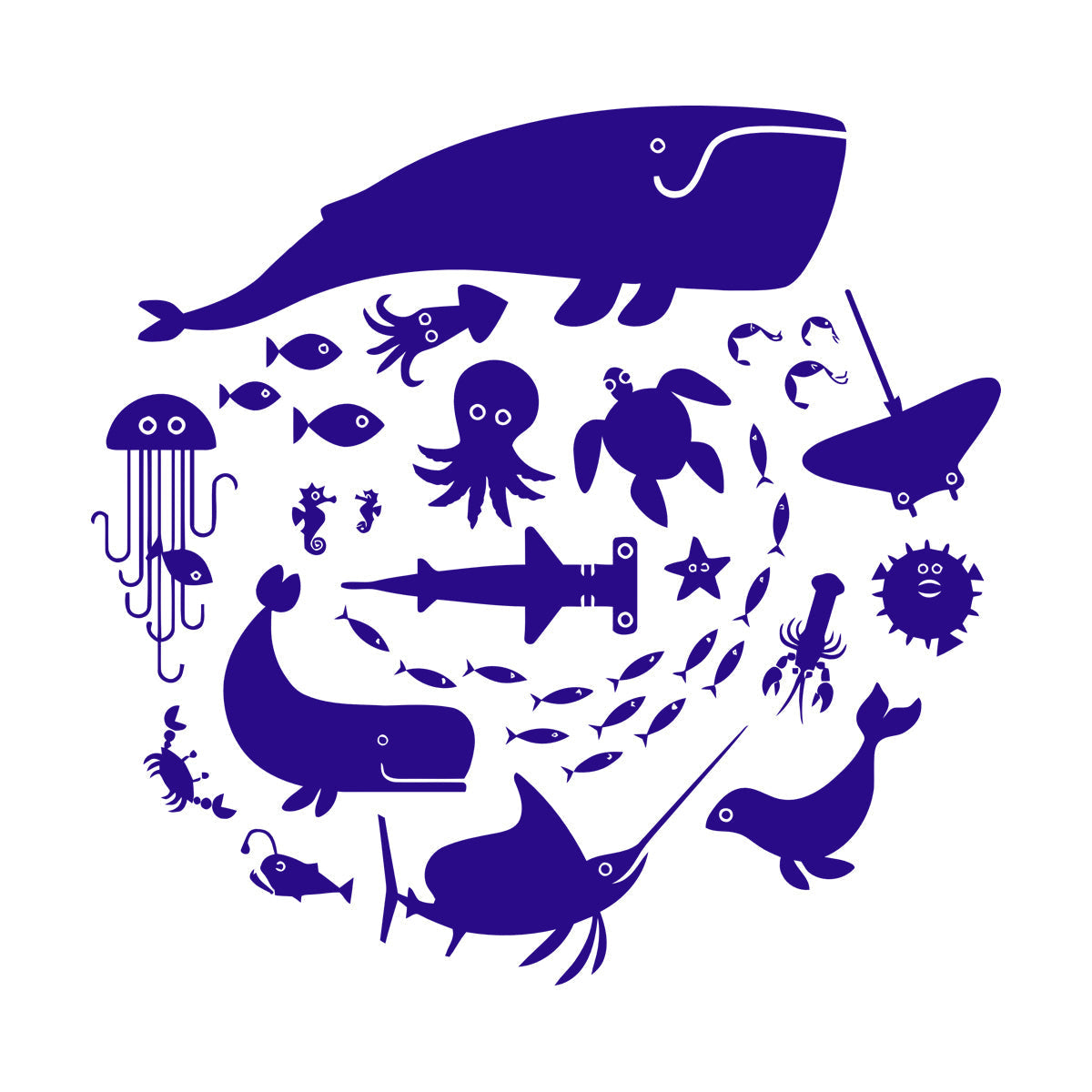 Fine Carving Stickers Whale Octopus Fish Marine Animals Bathroom Store Decoration