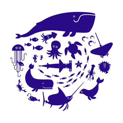 Fine Carving Stickers Whale Octopus Fish Marine Animals Bathroom Store Decoration