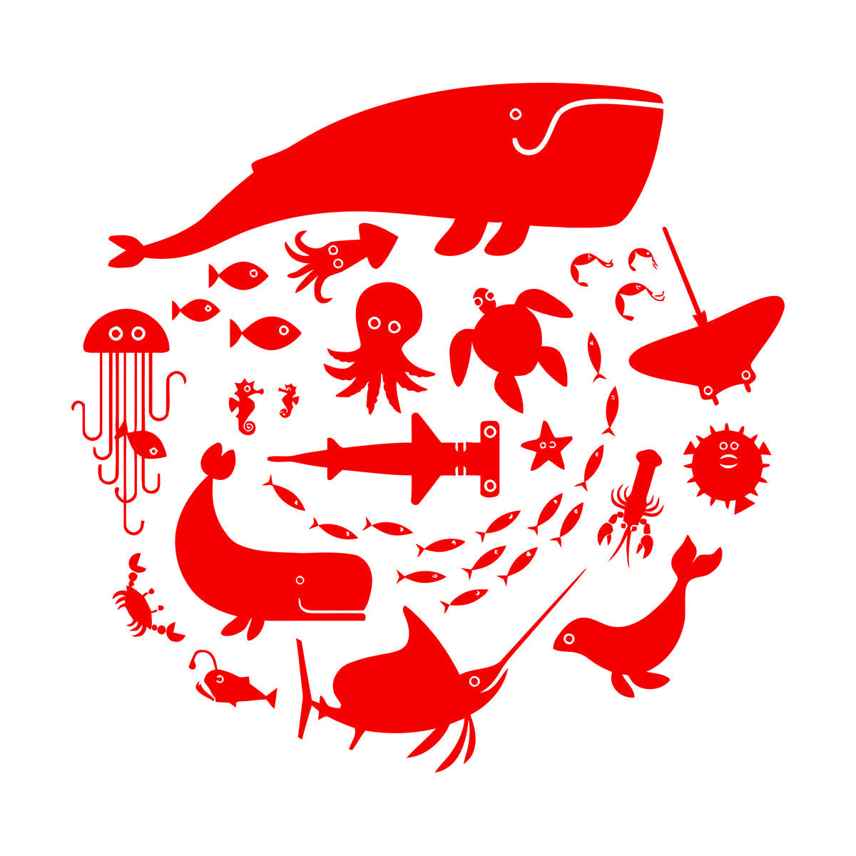 Fine Carving Stickers Whale Octopus Fish Marine Animals Bathroom Store Decoration