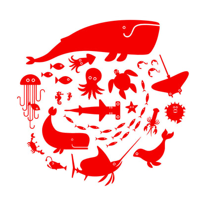 Fine Carving Stickers Whale Octopus Fish Marine Animals Bathroom Store Decoration