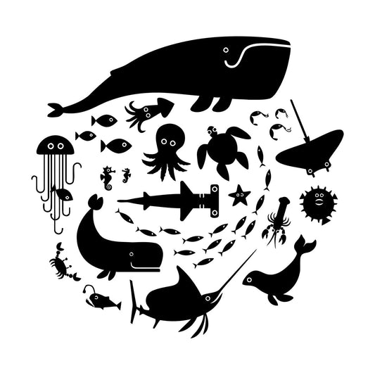 Fine Carving Stickers Whale Octopus Fish Marine Animals Bathroom Store Decoration