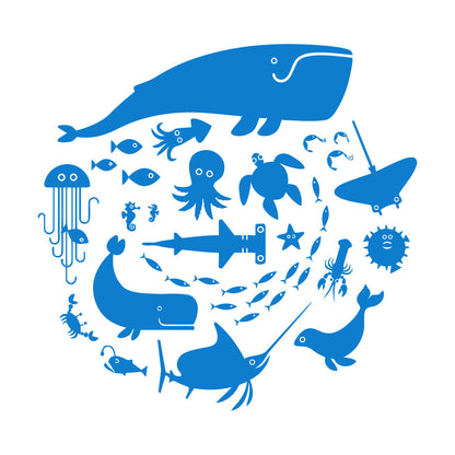 Fine Carving Stickers Whale Octopus Fish Marine Animals Bathroom Store Decoration