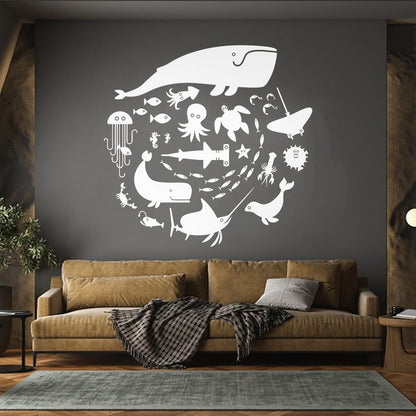 Fine Carving Stickers Whale Octopus Fish Marine Animals Bathroom Store Decoration
