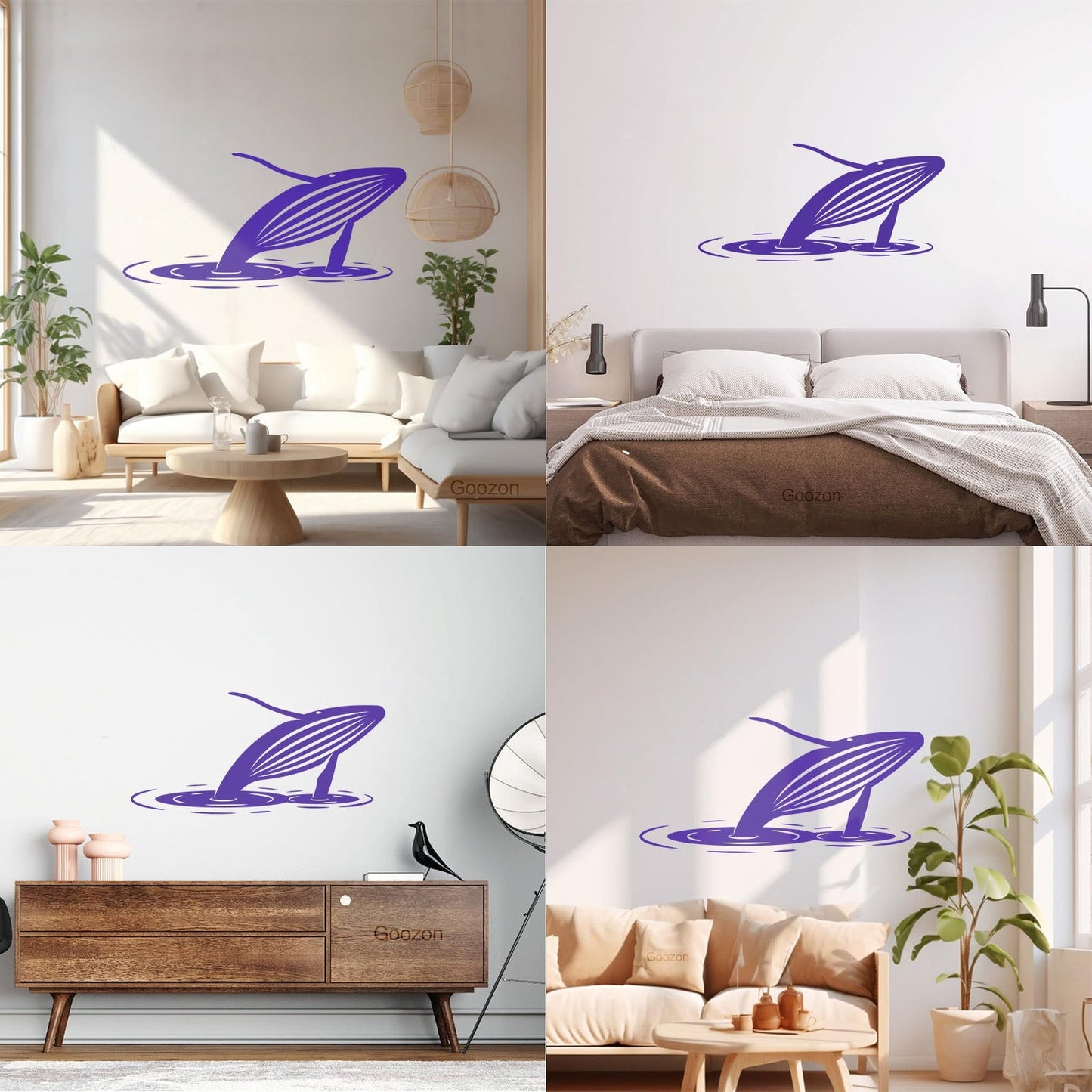 Fine Carving Decals Whale Water Ocean Animal Ation Removable Without Leaving Glue