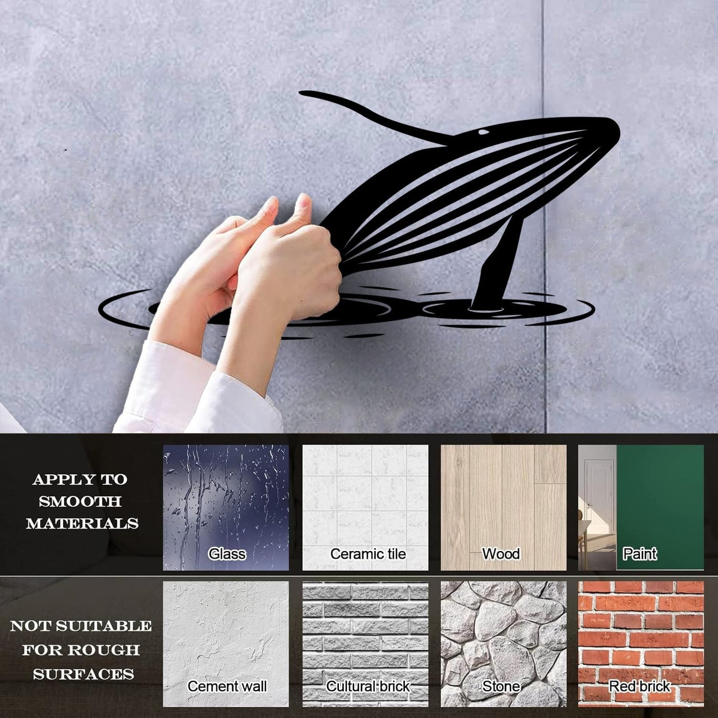 Fine Carving Decals Whale Water Ocean Animal Ation Removable Without Leaving Glue