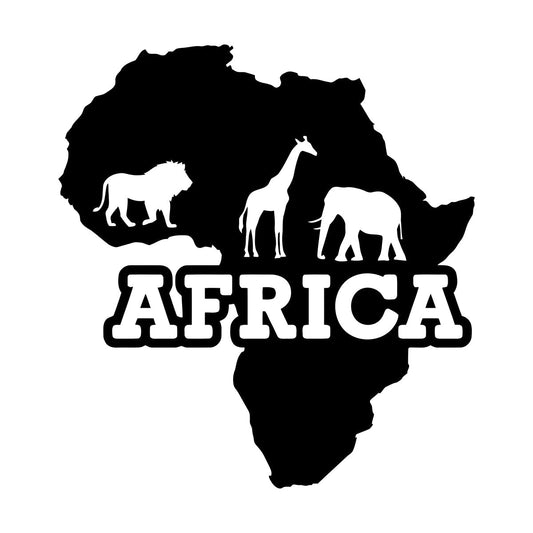 Wall Vinyl Sticker Decor Africa Wild Animals Giraffe Elephant Lion African Continent Wall Beautification