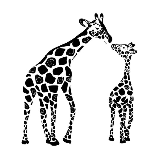 Fine Carving Stickers Wild Animals Silhouette Giraffe Her Baby Zoo Car Body Decoration