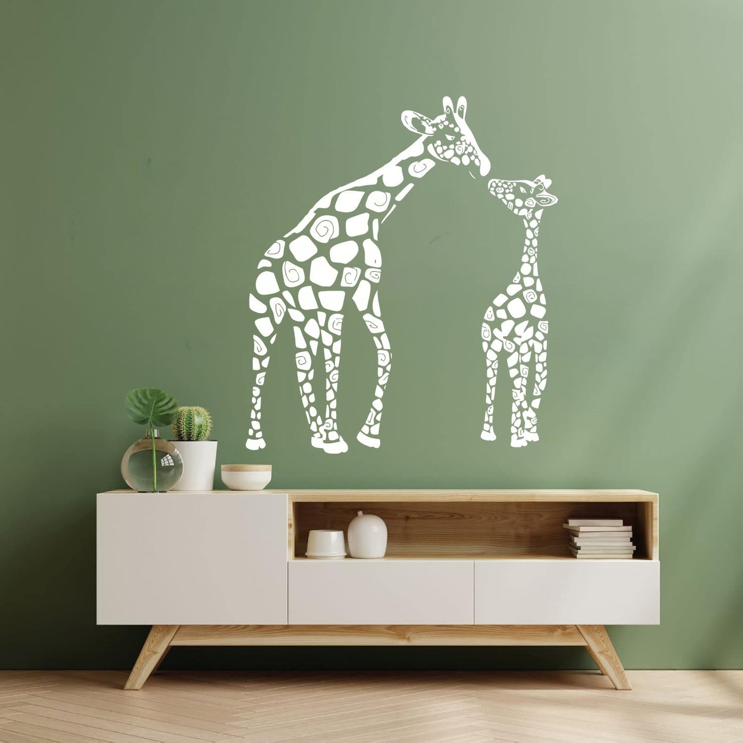 Fine Carving Stickers Wild Animals Silhouette Giraffe Her Baby Zoo Car Body Decoration