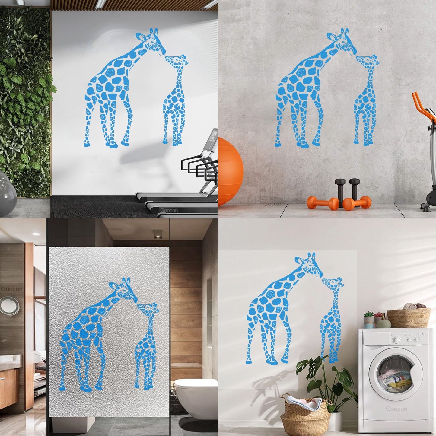 Fine Carving Stickers Wild Animals Silhouette Giraffe Her Baby Zoo Car Body Decoration