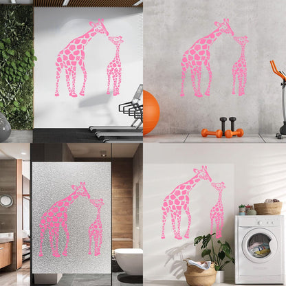 Fine Carving Stickers Wild Animals Silhouette Giraffe Her Baby Zoo Car Body Decoration
