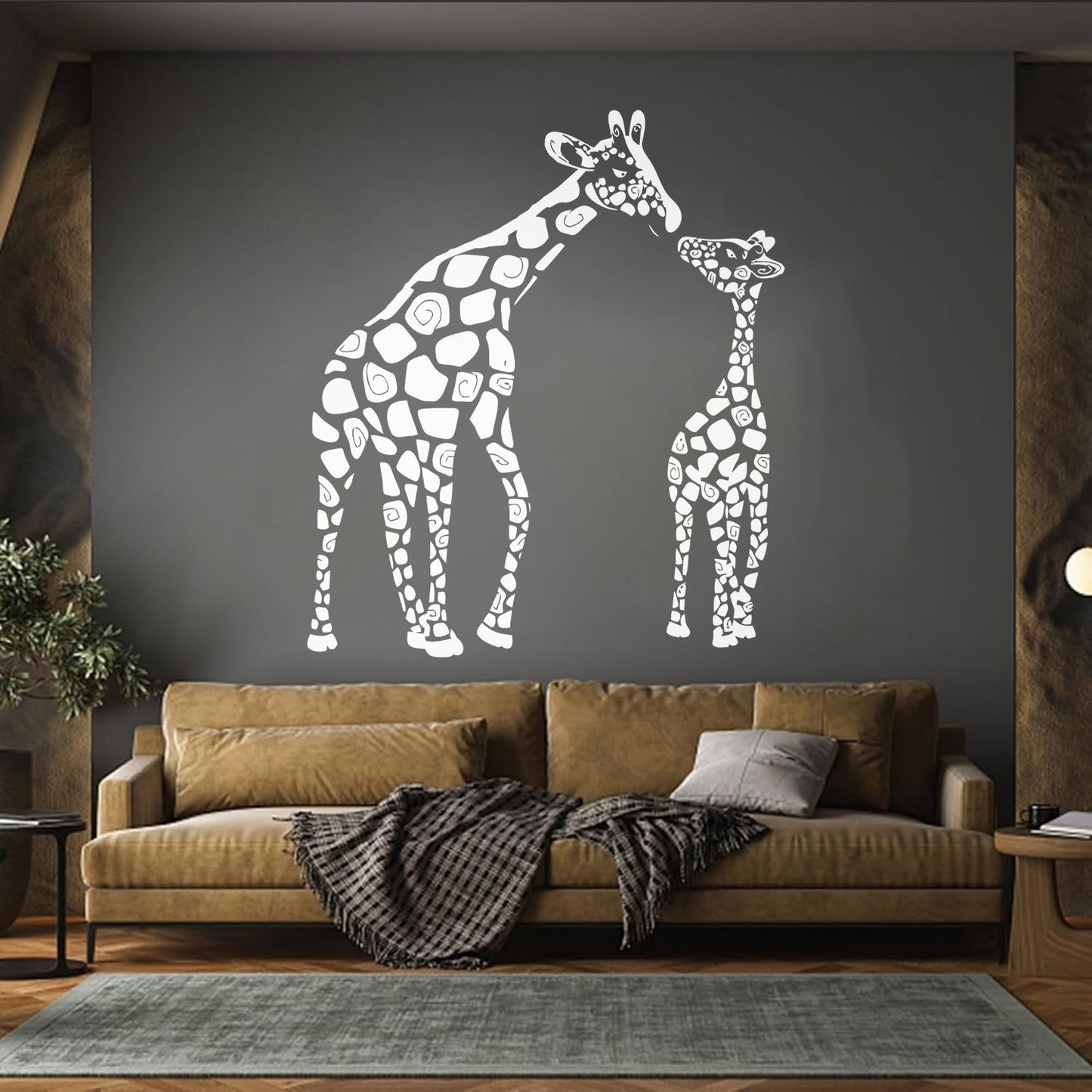 Fine Carving Stickers Wild Animals Silhouette Giraffe Her Baby Zoo Car Body Decoration