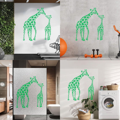 Fine Carving Stickers Wild Animals Silhouette Giraffe Her Baby Zoo Car Body Decoration