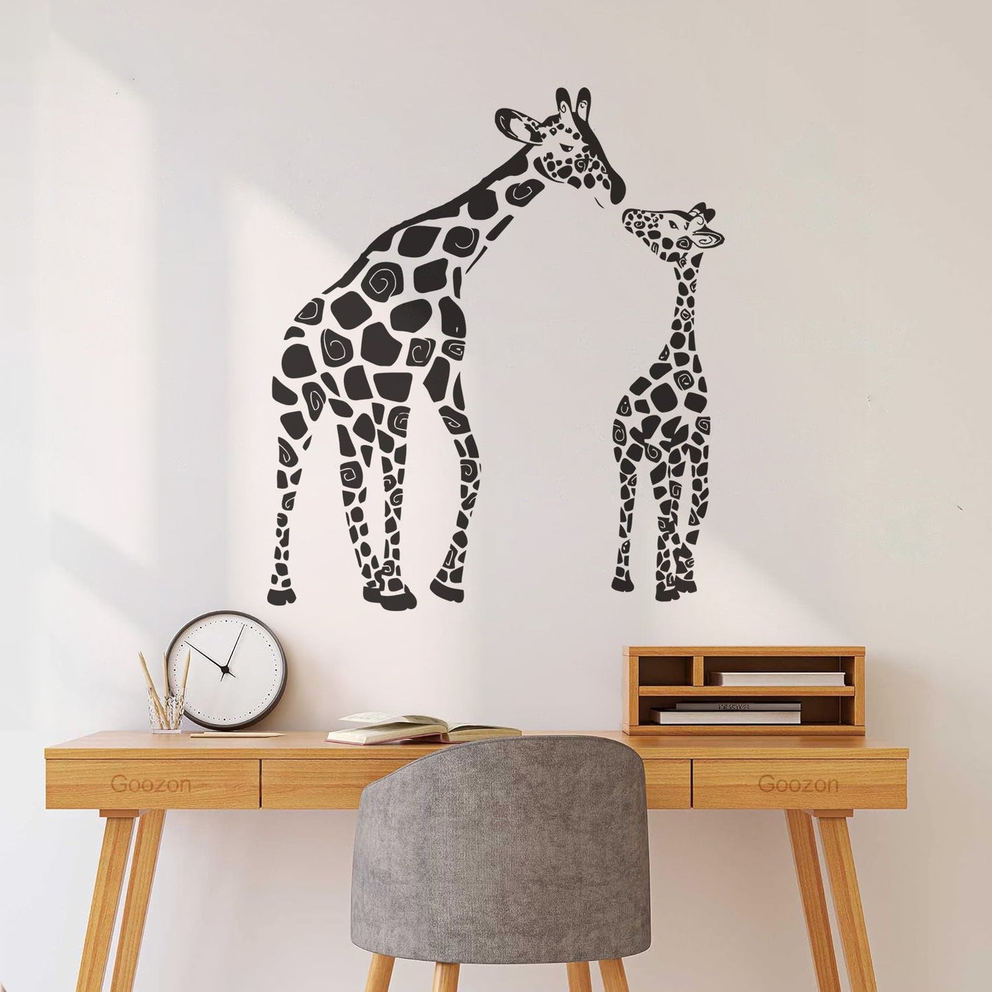 Fine Carving Stickers Wild Animals Silhouette Giraffe Her Baby Zoo Car Body Decoration