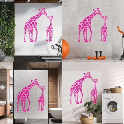 Fine Carving Stickers Wild Animals Silhouette Giraffe Her Baby Zoo Car Body Decoration