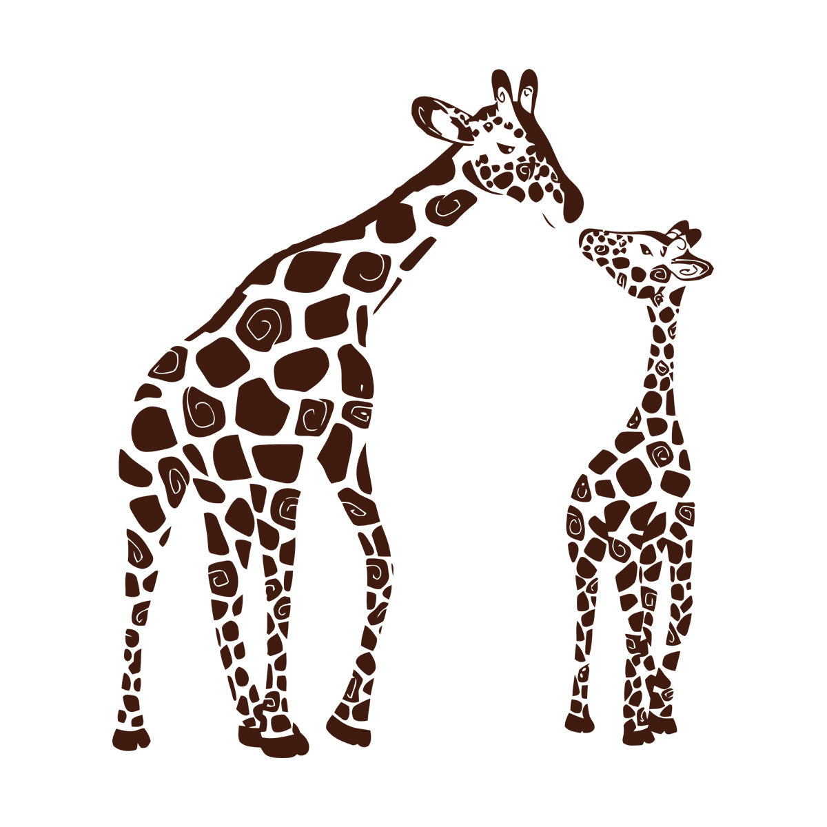 Fine Carving Stickers Wild Animals Silhouette Giraffe Her Baby Zoo Car Body Decoration
