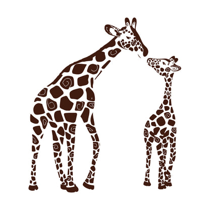 Fine Carving Stickers Wild Animals Silhouette Giraffe Her Baby Zoo Car Body Decoration
