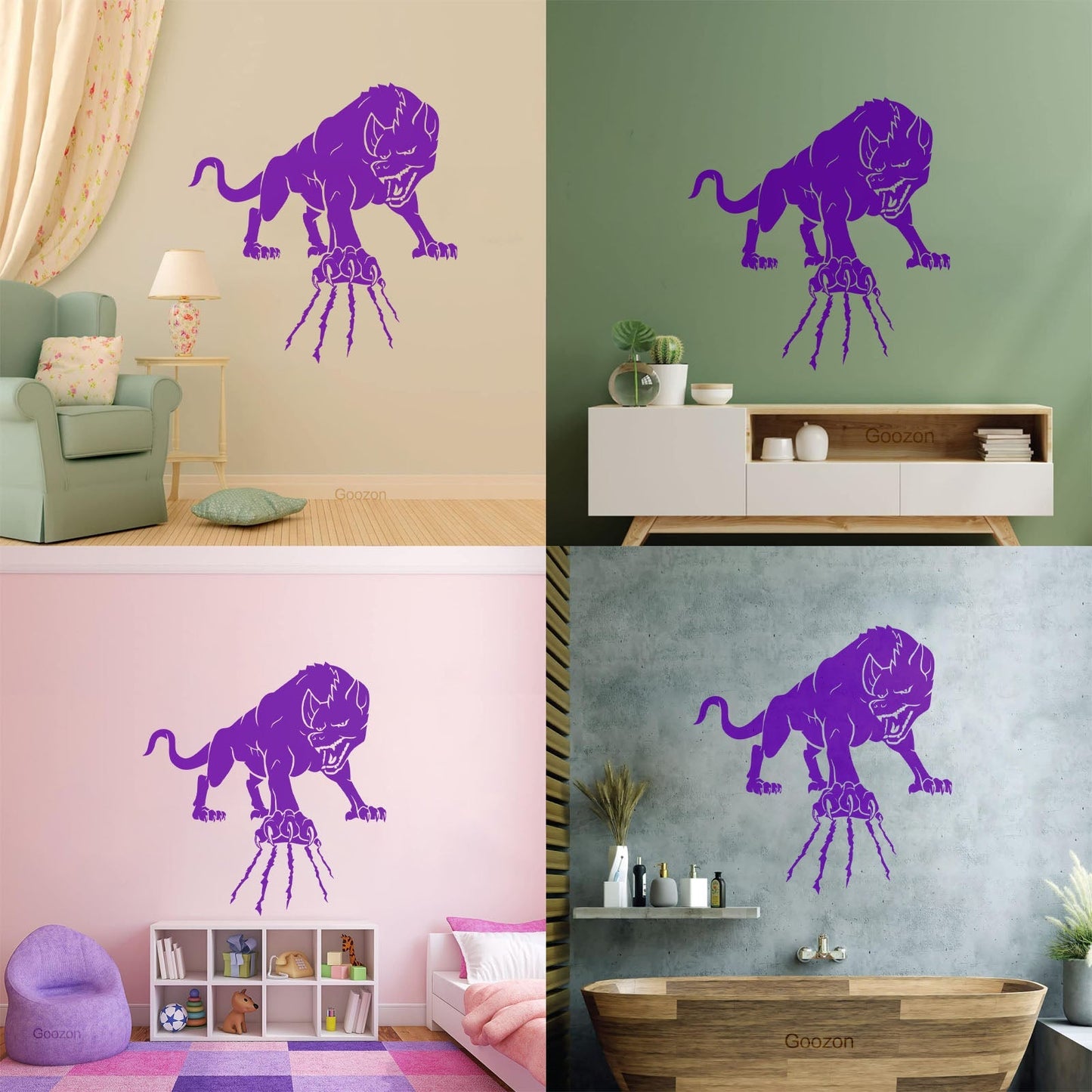 Wall Decals Paster Paper Wild Forest Animal Angry Wolf Claws Beast Multi Color Selection
