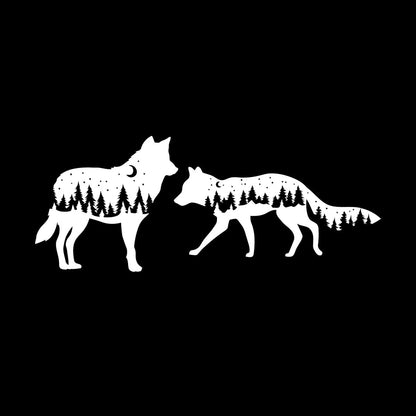 Fine Carving Stickers Wolf Animals Kids Night Moon Fir Trees Can Modify And Add Information