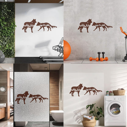 Fine Carving Stickers Wolf Animals Kids Night Moon Fir Trees Can Modify And Add Information