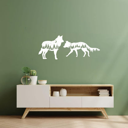Fine Carving Stickers Wolf Animals Kids Night Moon Fir Trees Can Modify And Add Information