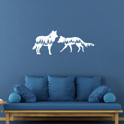 Fine Carving Stickers Wolf Animals Kids Night Moon Fir Trees Can Modify And Add Information