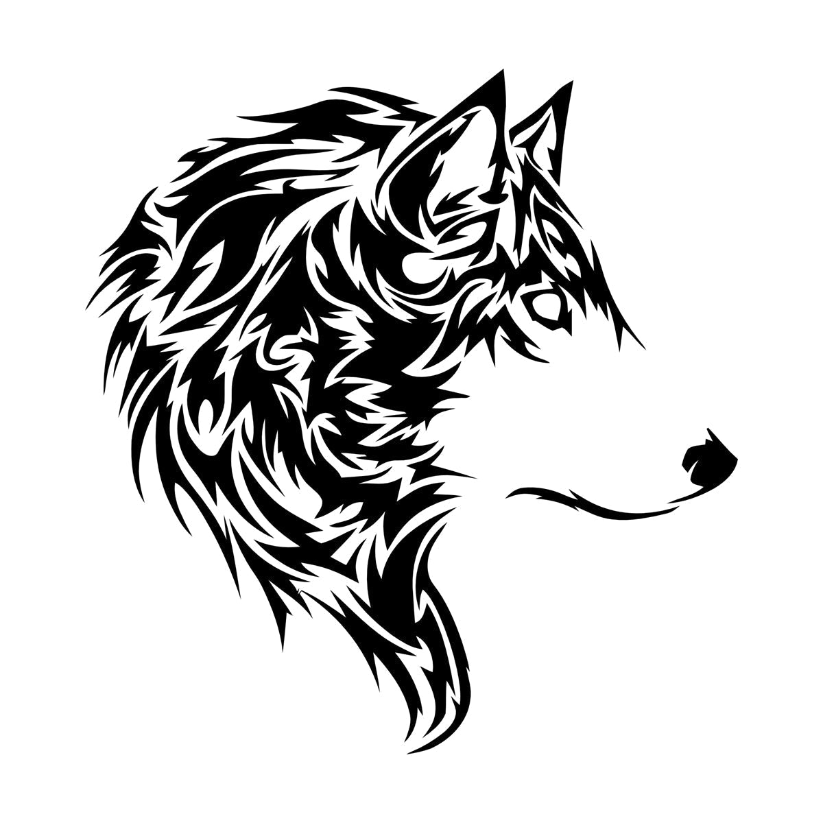 Fine Carving Decals Wolf Beautiful Animal Wild Tribal Home Wall Beautification