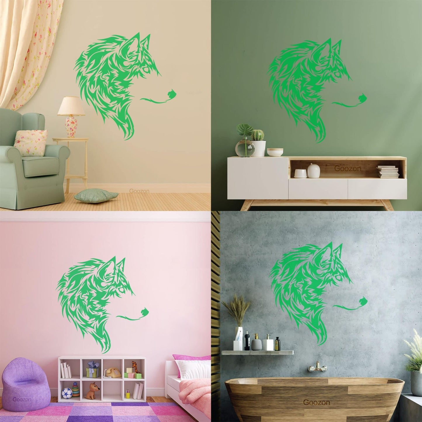 Fine Carving Decals Wolf Beautiful Animal Wild Tribal Home Wall Beautification