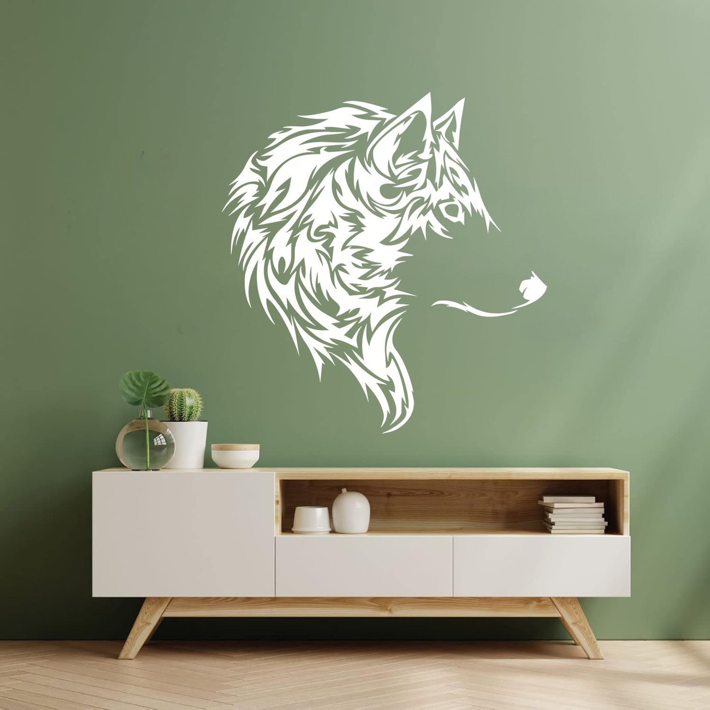 Fine Carving Decals Wolf Beautiful Animal Wild Tribal Home Wall Beautification