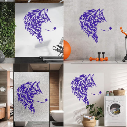 Fine Carving Decals Wolf Beautiful Animal Wild Tribal Home Wall Beautification