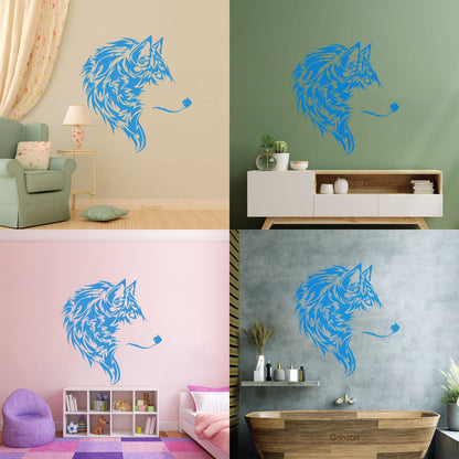 Fine Carving Decals Wolf Beautiful Animal Wild Tribal Home Wall Beautification