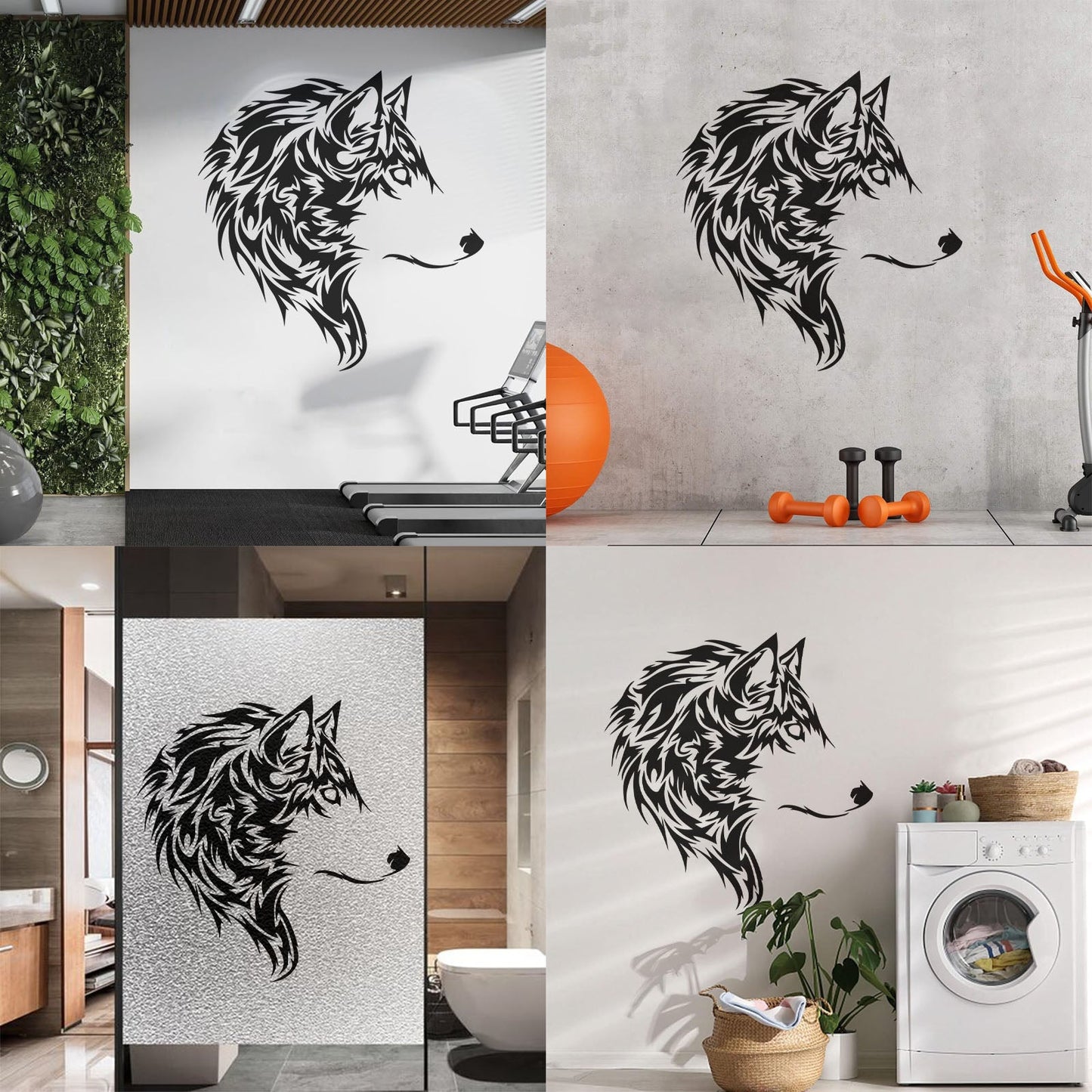 Fine Carving Decals Wolf Beautiful Animal Wild Tribal Home Wall Beautification