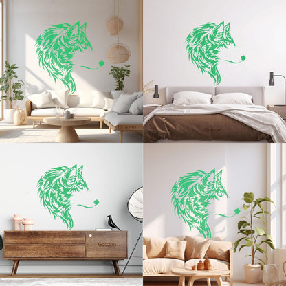 Fine Carving Decals Wolf Beautiful Animal Wild Tribal Home Wall Beautification