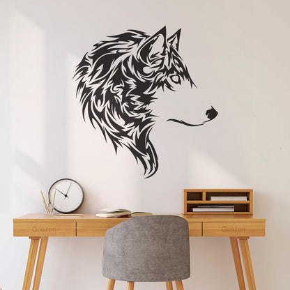 Fine Carving Decals Wolf Beautiful Animal Wild Tribal Home Wall Beautification