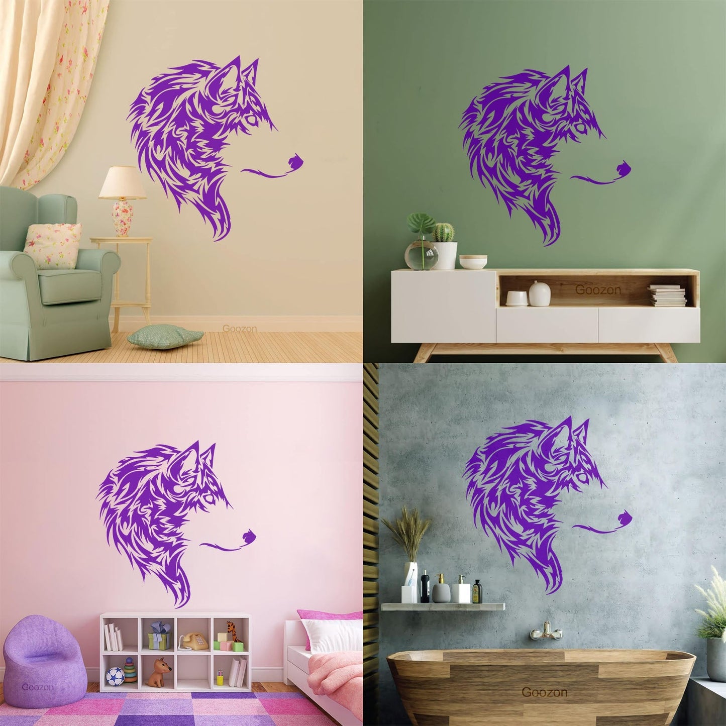 Fine Carving Decals Wolf Beautiful Animal Wild Tribal Home Wall Beautification