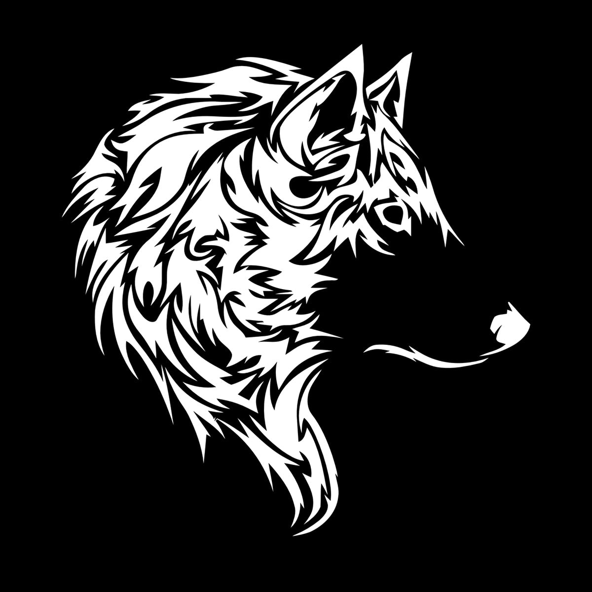 Fine Carving Decals Wolf Beautiful Animal Wild Tribal Home Wall Beautification