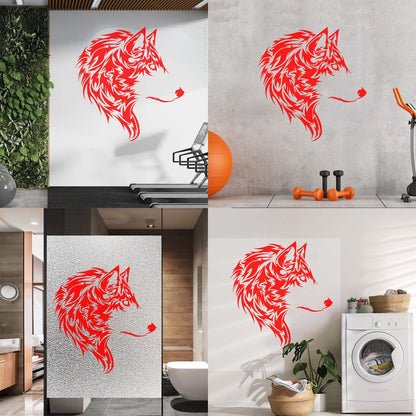 Fine Carving Decals Wolf Beautiful Animal Wild Tribal Home Wall Beautification