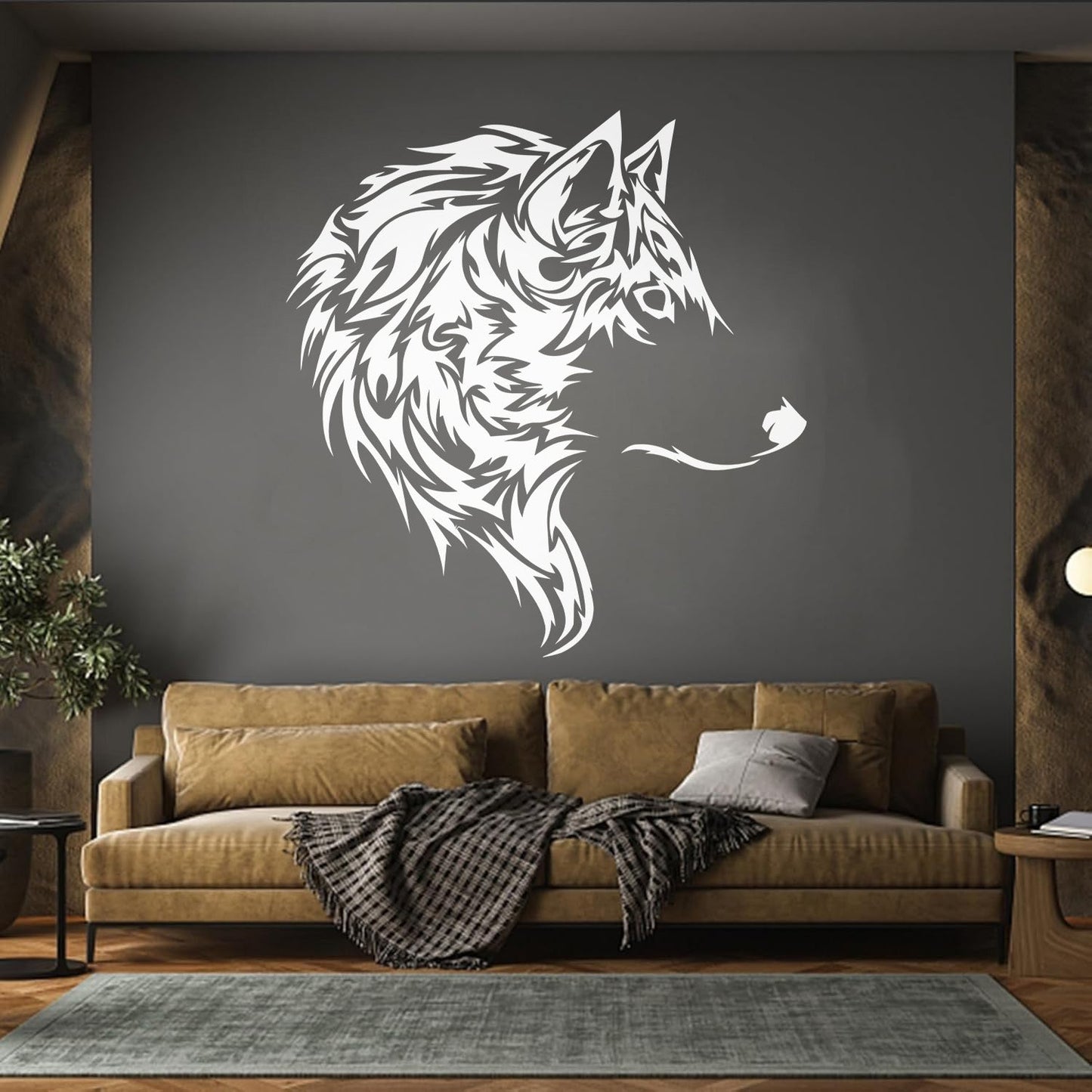 Fine Carving Decals Wolf Beautiful Animal Wild Tribal Home Wall Beautification