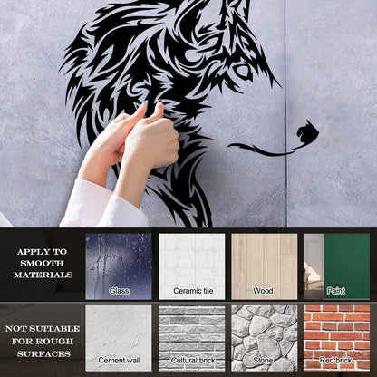 Fine Carving Decals Wolf Beautiful Animal Wild Tribal Home Wall Beautification