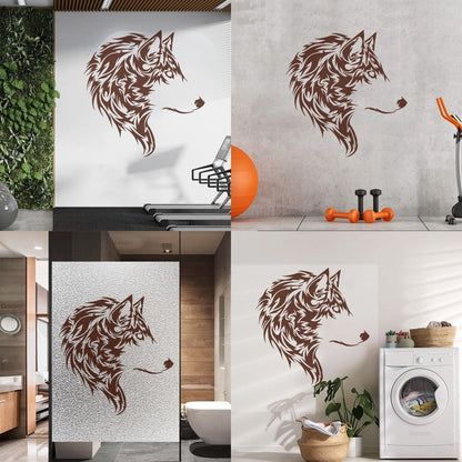 Fine Carving Decals Wolf Beautiful Animal Wild Tribal Home Wall Beautification