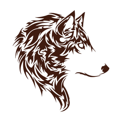 Fine Carving Decals Wolf Beautiful Animal Wild Tribal Home Wall Beautification