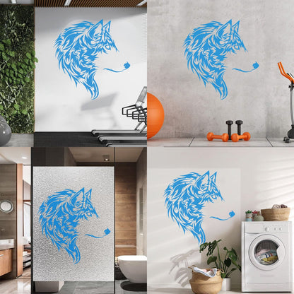 Fine Carving Decals Wolf Beautiful Animal Wild Tribal Home Wall Beautification