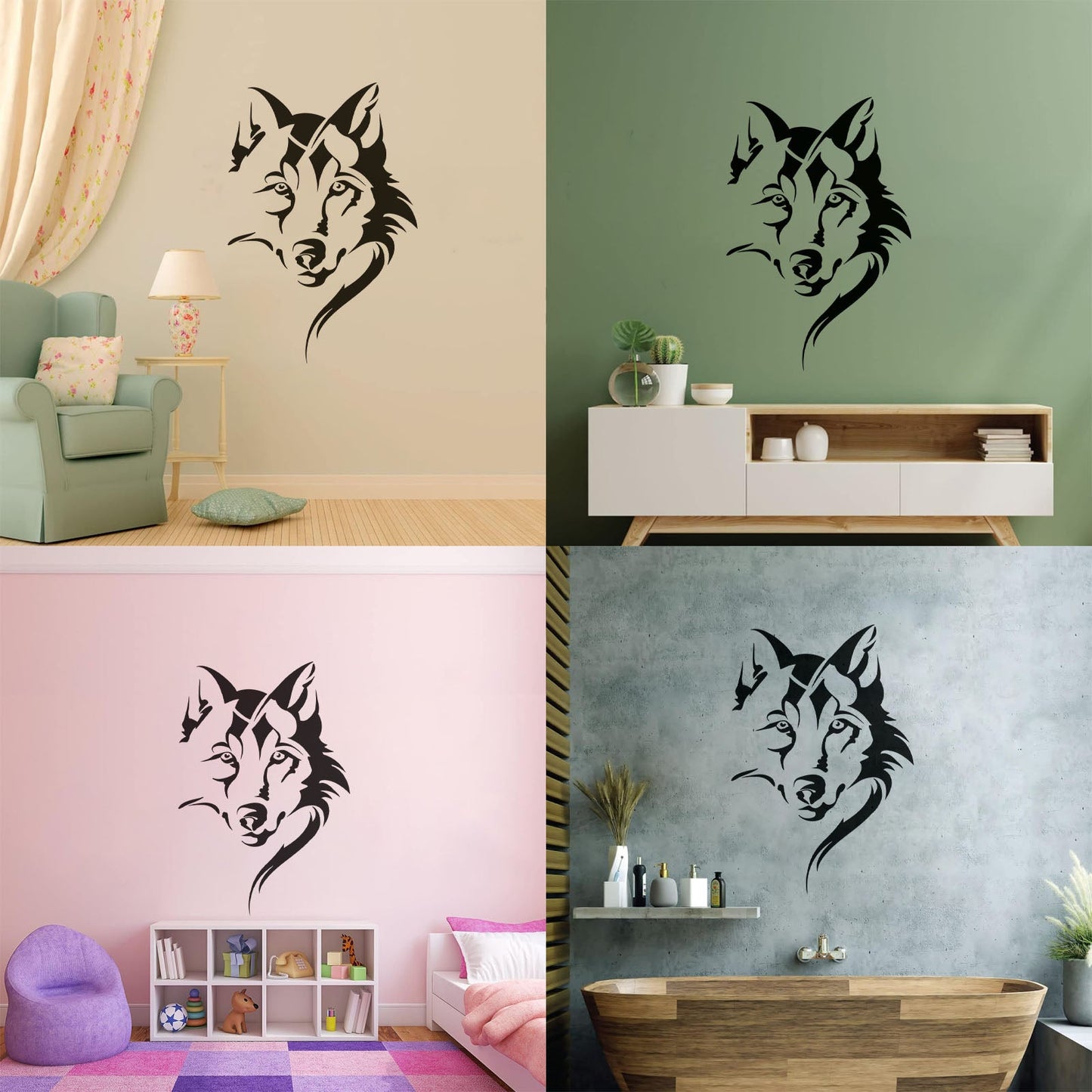 Vinyl Art Sticker Wolf Head Animal Tribal Car Body Decoration