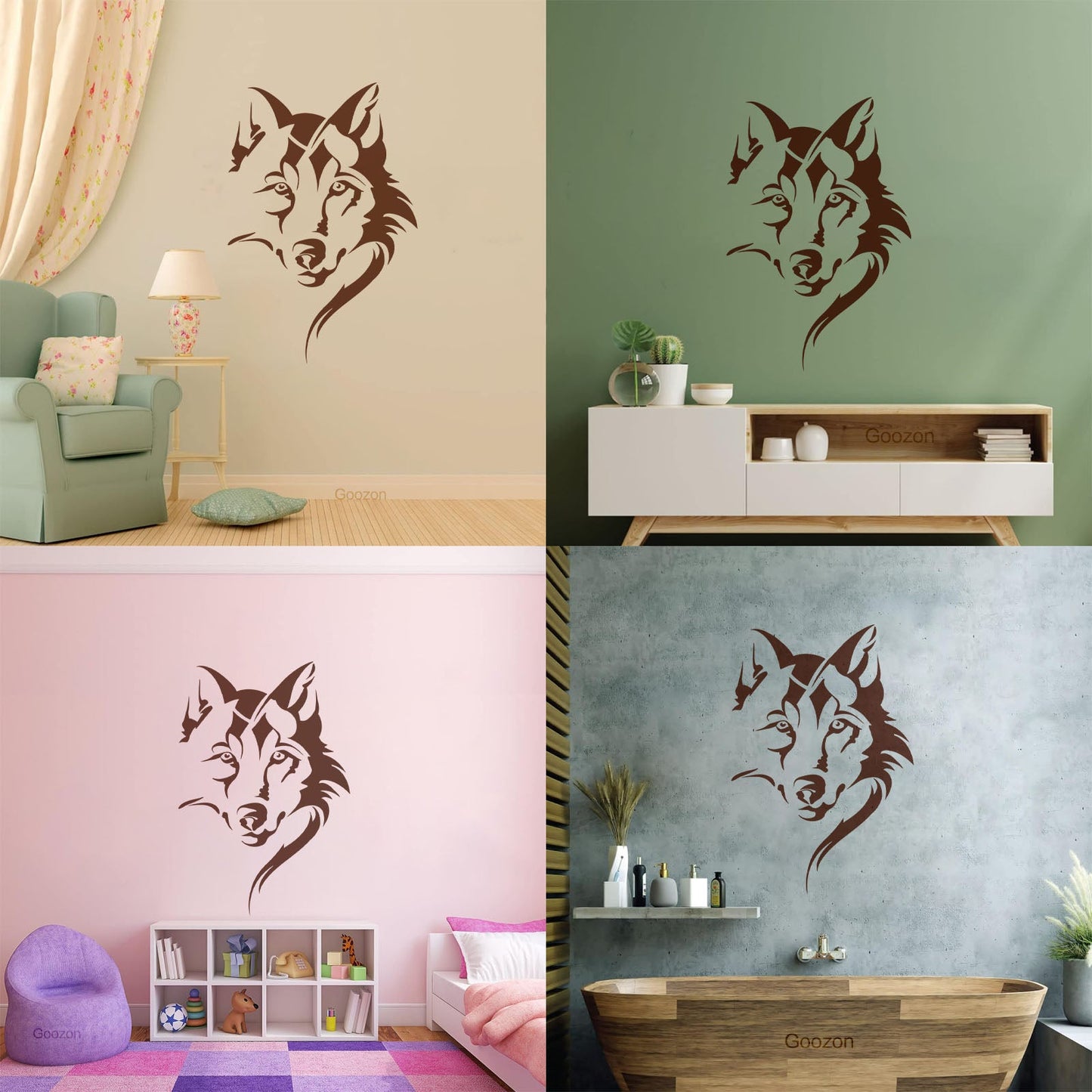 Vinyl Art Sticker Wolf Head Animal Tribal Car Body Decoration