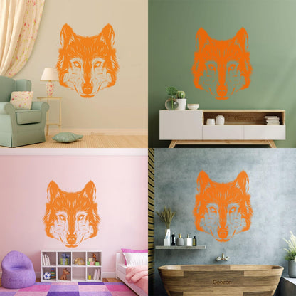 Lettering Decals Wolf Head Beautiful Animal Zoo Tribal Glass Stickers