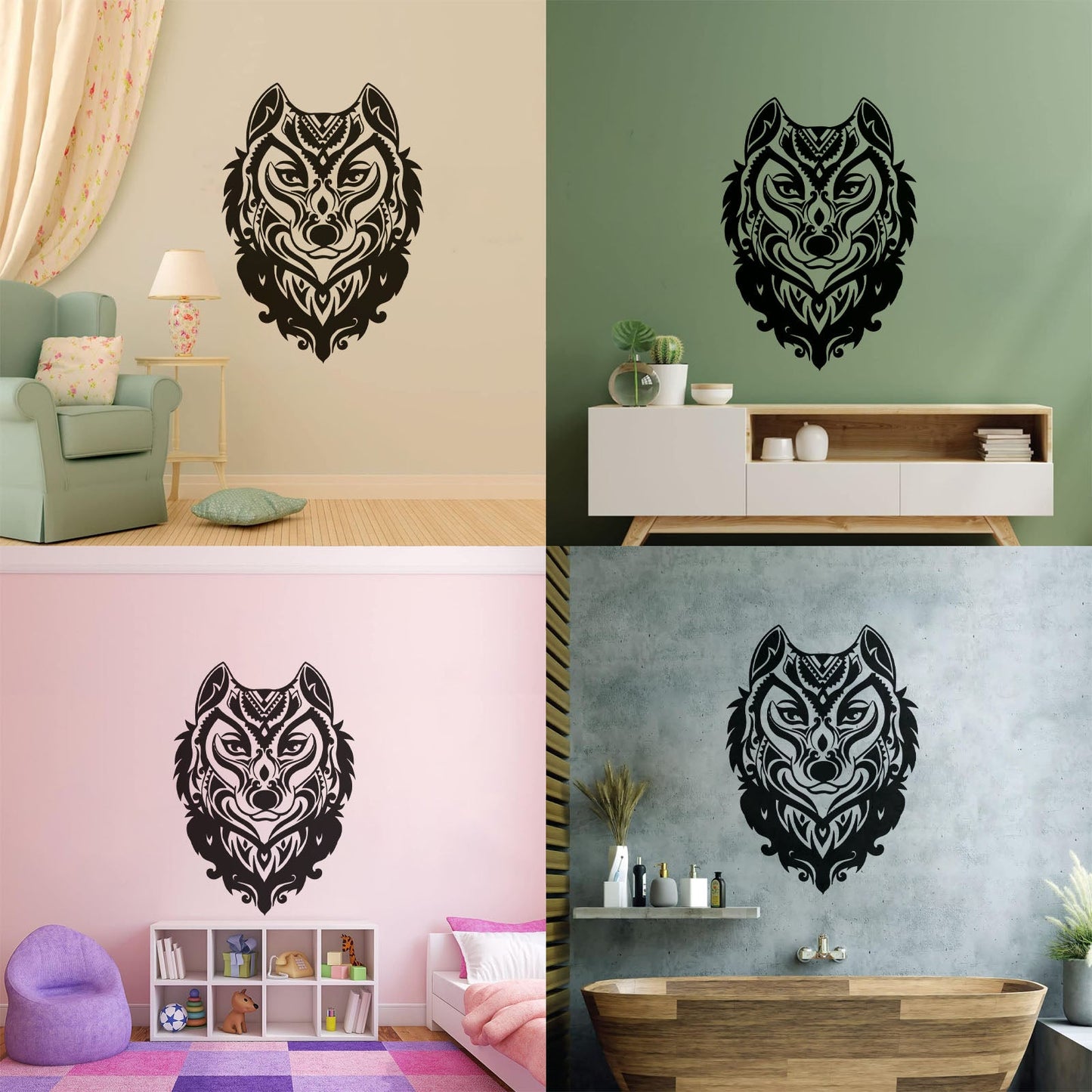 Wolf Head Ornament Forest Animal Predator Wall Decals Pvc Store Decoration