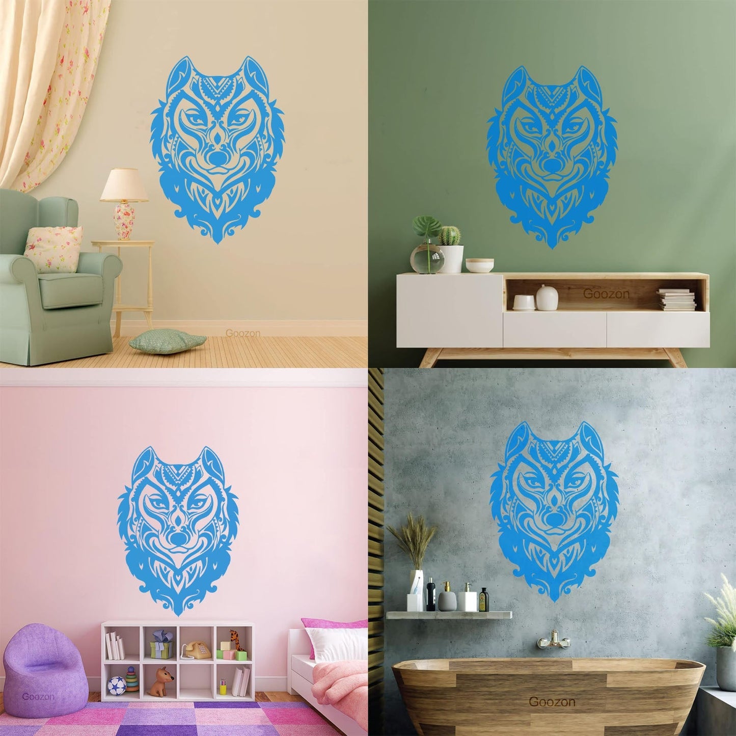 Wolf Head Ornament Forest Animal Predator Wall Decals Pvc Store Decoration