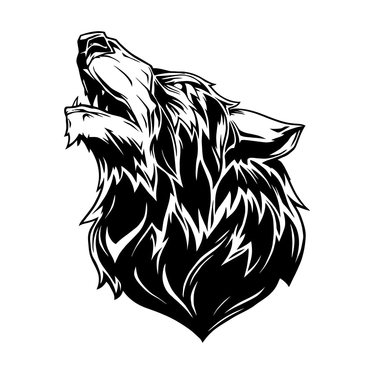 Lettering Stickers Wolf Head Tribal Lone Animal Forest Beast Tattoo Culture