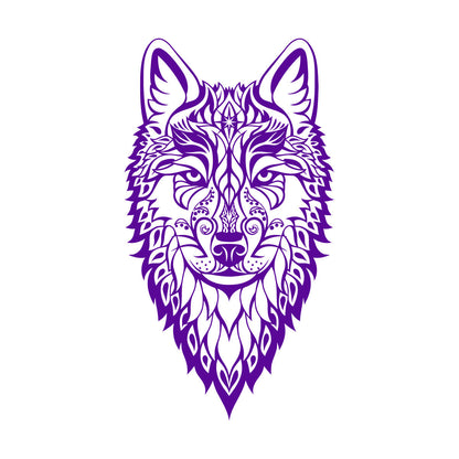 Vinyl Wall Stickers Wolf Head Wild Animal Ethnic Ornament Self Adhesive