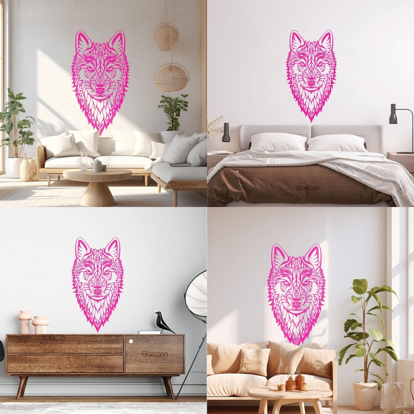 Vinyl Wall Stickers Wolf Head Wild Animal Ethnic Ornament Self Adhesive